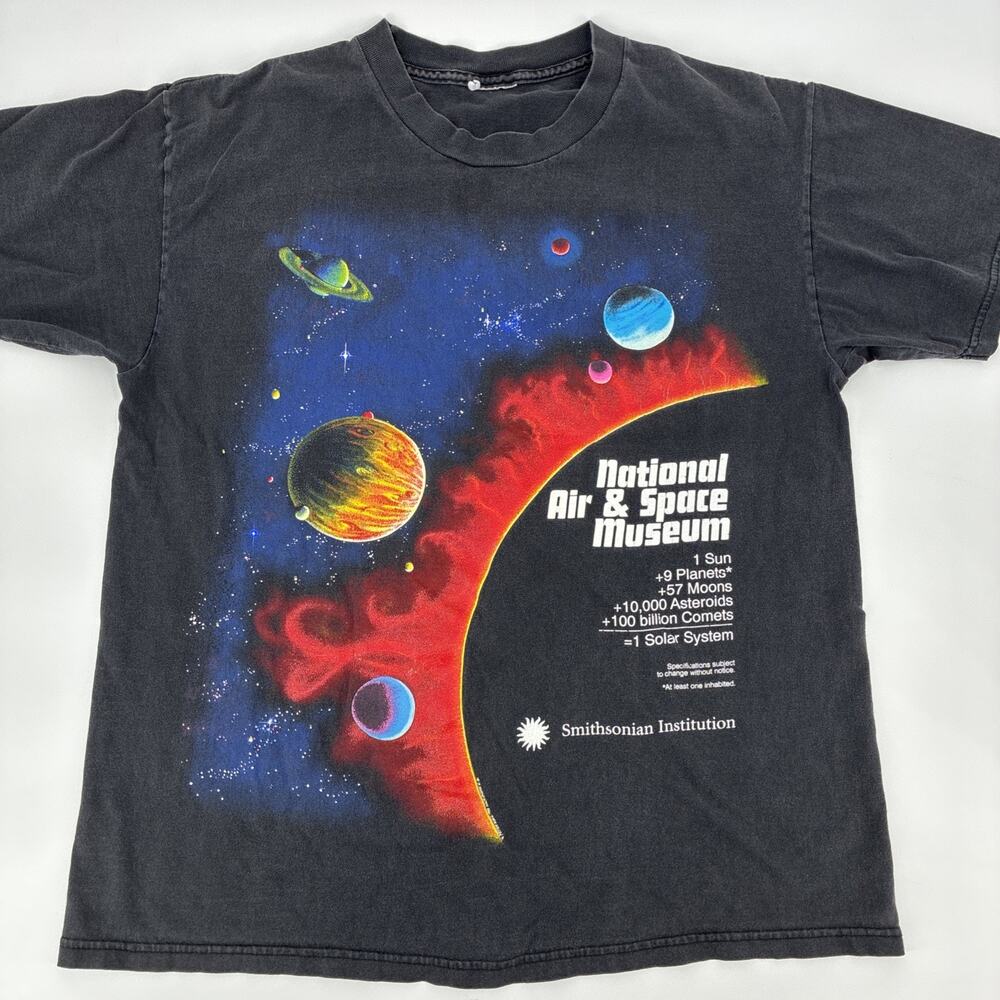 Vintage Smithsonian Air Space Museum Shirt Men Medium Solar System AOP 90s
